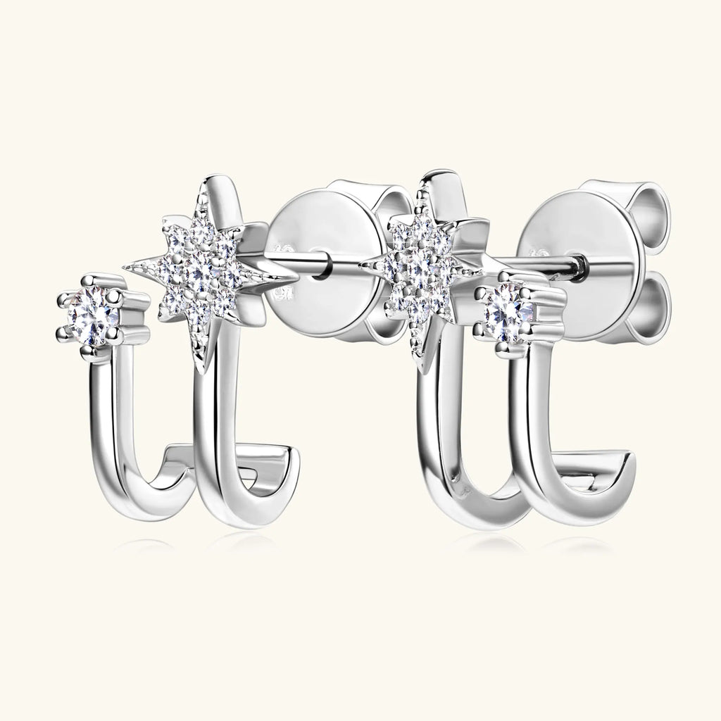 14K Gold Plated S925 Sterling Silver Moissanite Earrings for Women Dainty Star Piercing Ear Studs Earring Lady Jewelry aretes