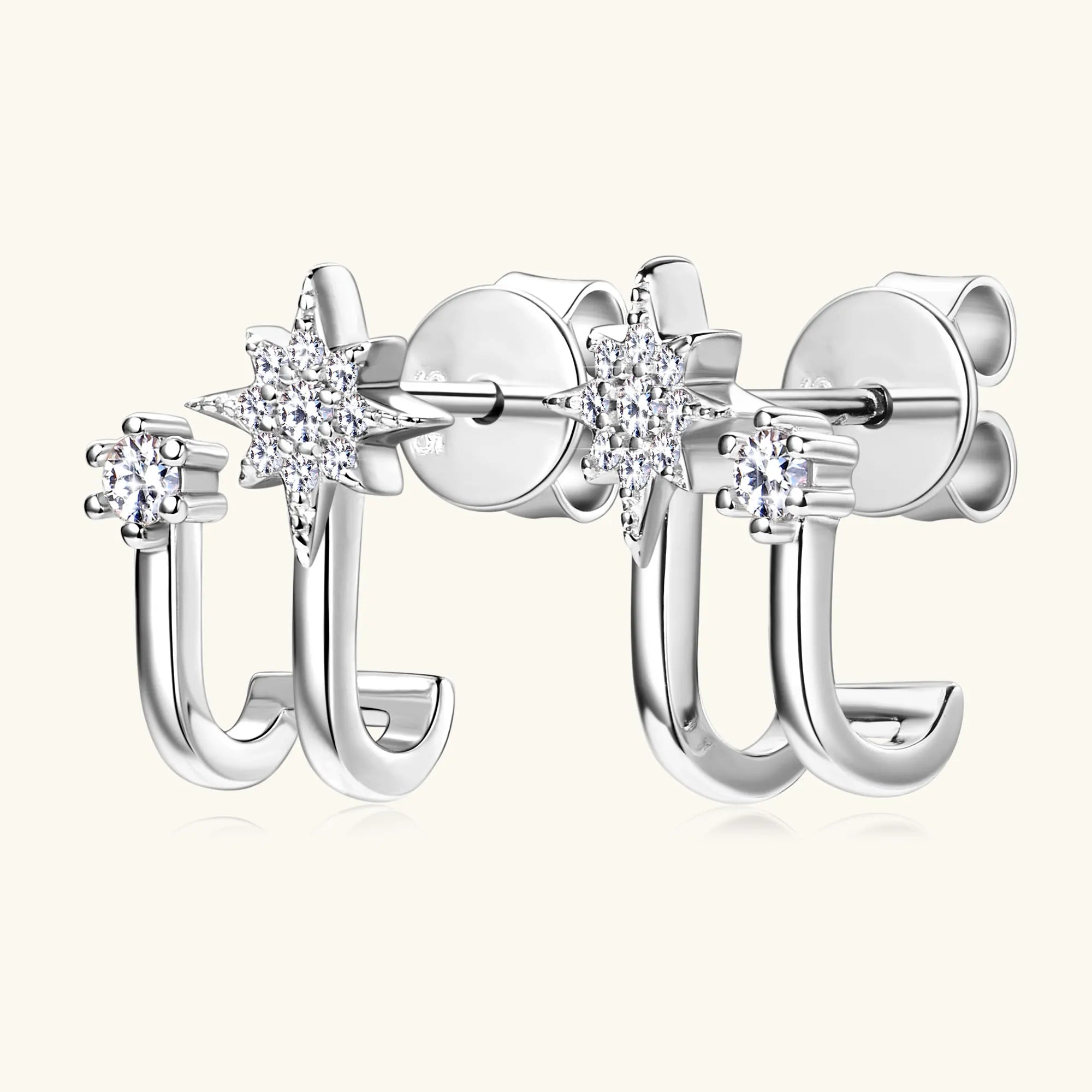 14K Gold Plated S925 Sterling Silver Moissanite Earrings for Women Dainty Star Piercing Ear Studs Earring Lady Jewelry aretes