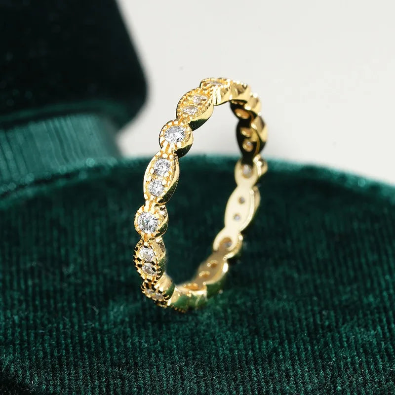 Daughter Birthday 18K Gold Rings Christmas Gift 0.13CT Moissanite Diamond Women Wedding Band Girl Valentine's Day Fine Jewelry