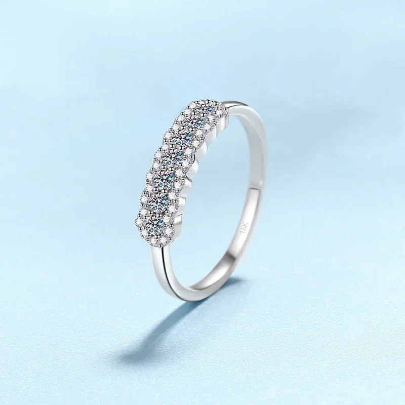 Daughter 18K White Gold Birthday Gift Rings 0.37CT Moissanite Diamond Girl Valentine's Day PT950 Platinum Women Wedding Band