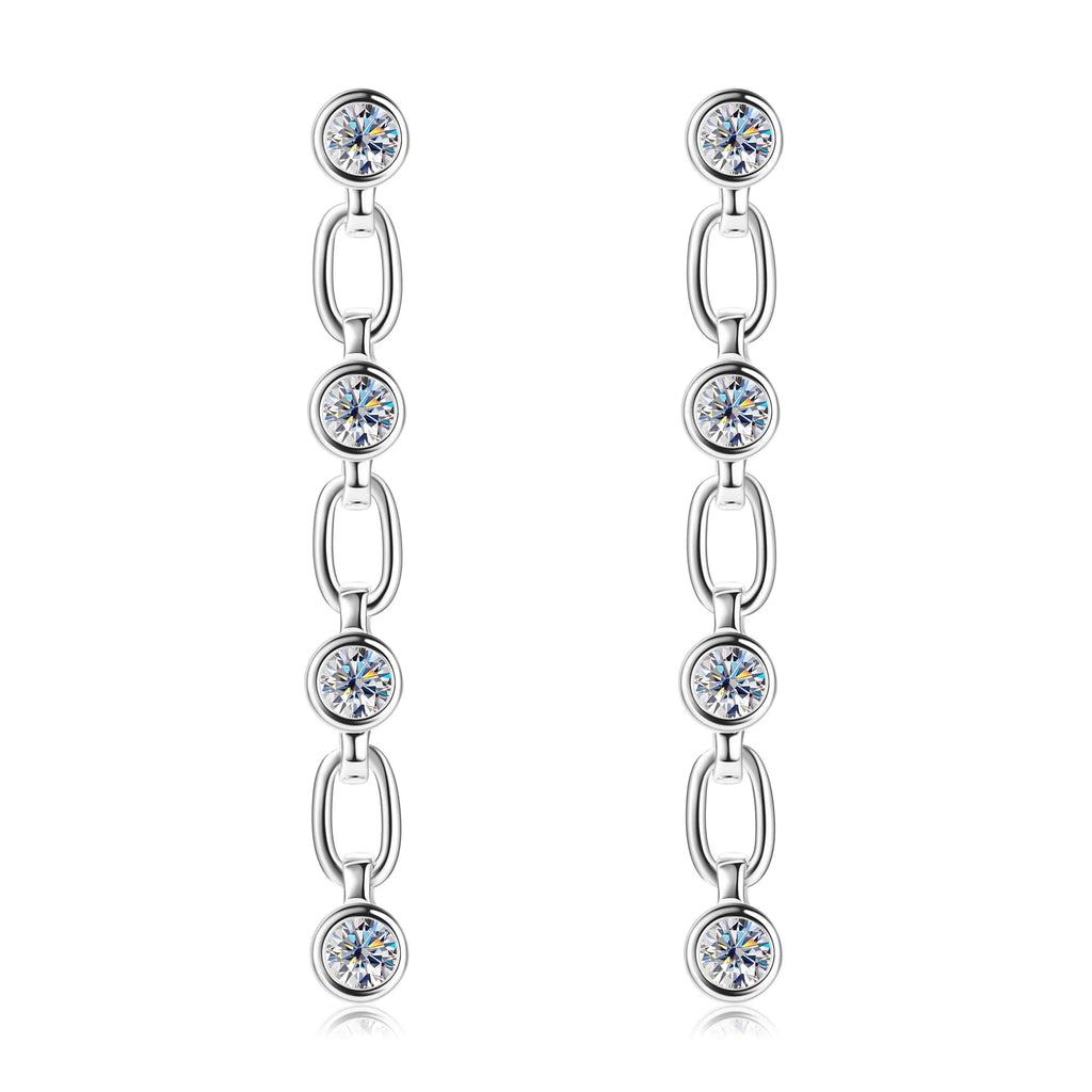 3mm Moissanite Dangle Earring For Women 925 Sterling Silver Long Drop Earrings 14K Gold Plated Hypoallergenic Jewelry