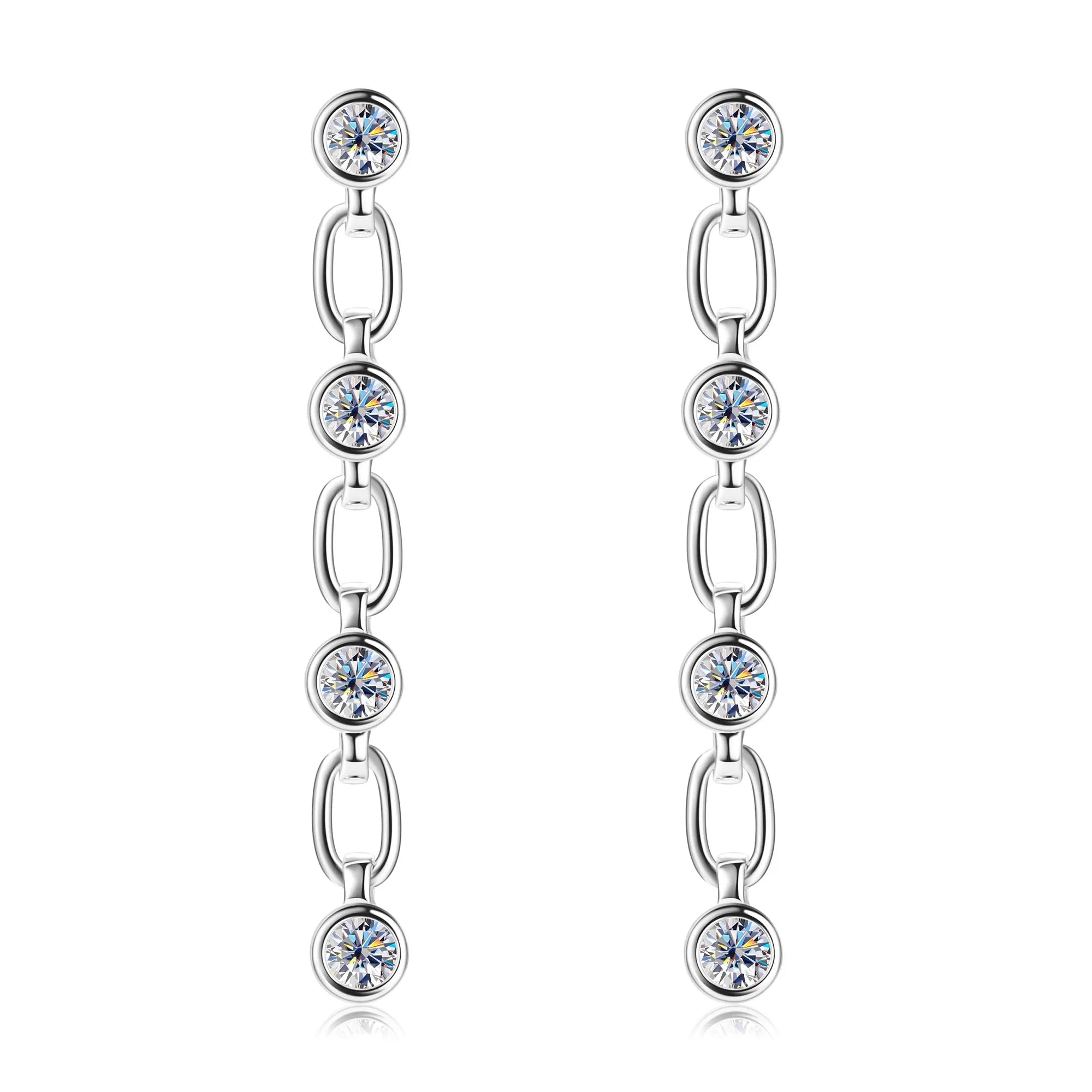 3mm Moissanite Dangle Earring For Women 925 Sterling Silver Long Drop Earrings 14K Gold Plated Hypoallergenic Jewelry