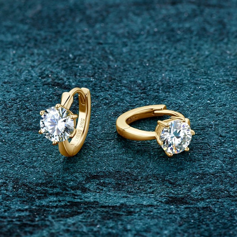 6-Prong Round Cut Moissanite Earrings 925 Sterling Silver