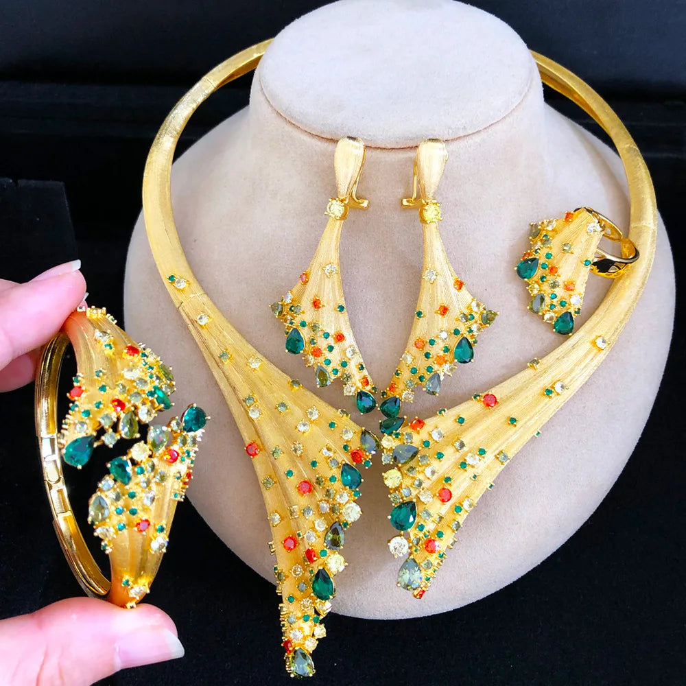 4pcs African Dubai Jewelry Sets for Weddings