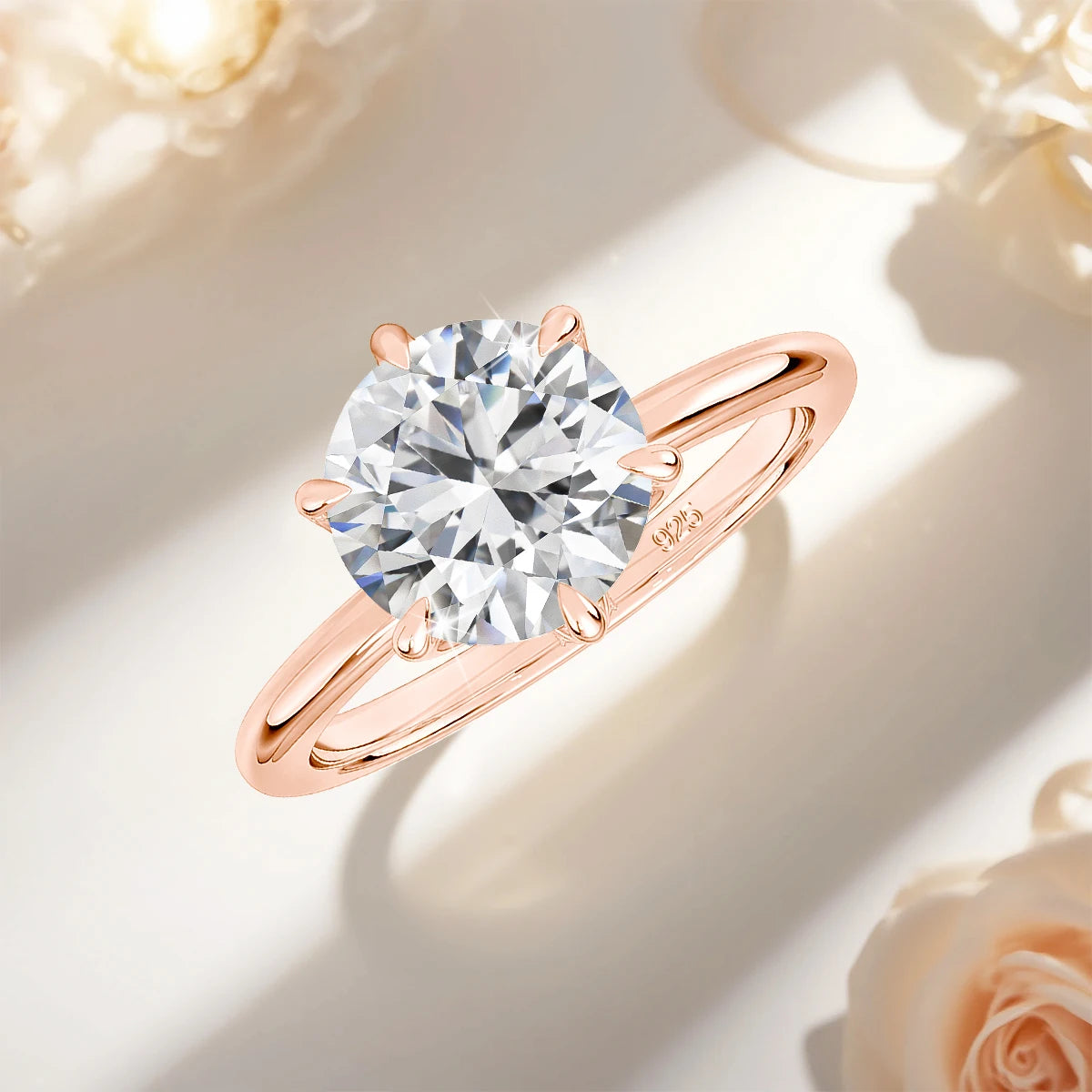 Gold Moissanite Ring Engagement Jewelry Promise Wedding Certified 14k