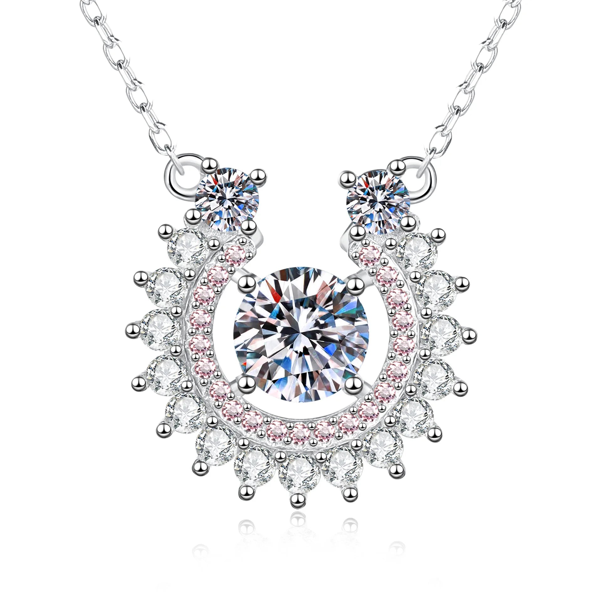 Moissanite Necklace Horseshoe PT950 U-Shape Full Diamond Pendant Radiant Platinum Jewelry Versatile Women's Luxury Gift