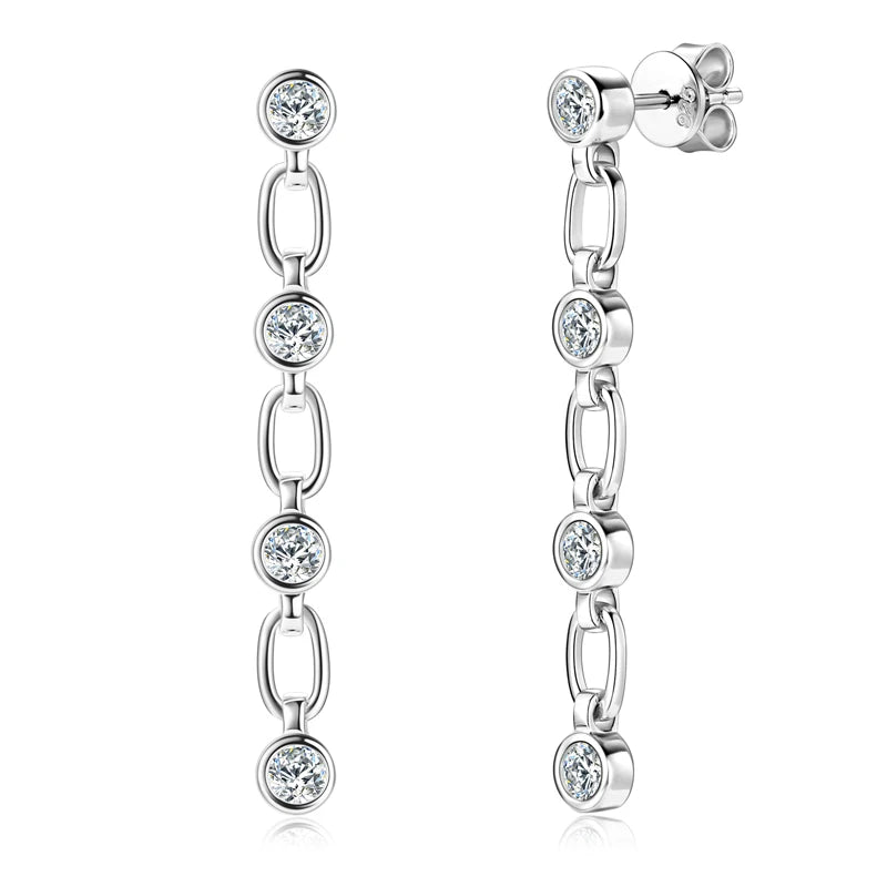 Moissanite Earrings 925 Sterling Silver Long Tassel Earring