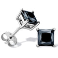 Princess Cut Black Moissanite Earring Certified Original 925 Silver 1 Carat Cushion Cut Diamond Stud Earrings for Men Women Gift