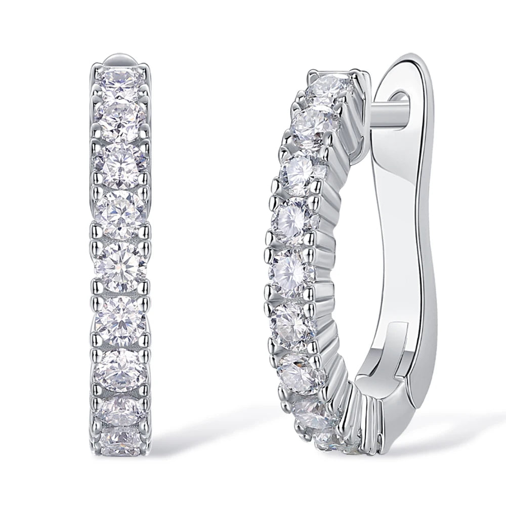 18K Plated Moissanite Earrings for Women Original Certified 925 Sterling Silver Hoop Earrings Minimalist Trendy Piercing Jewelry