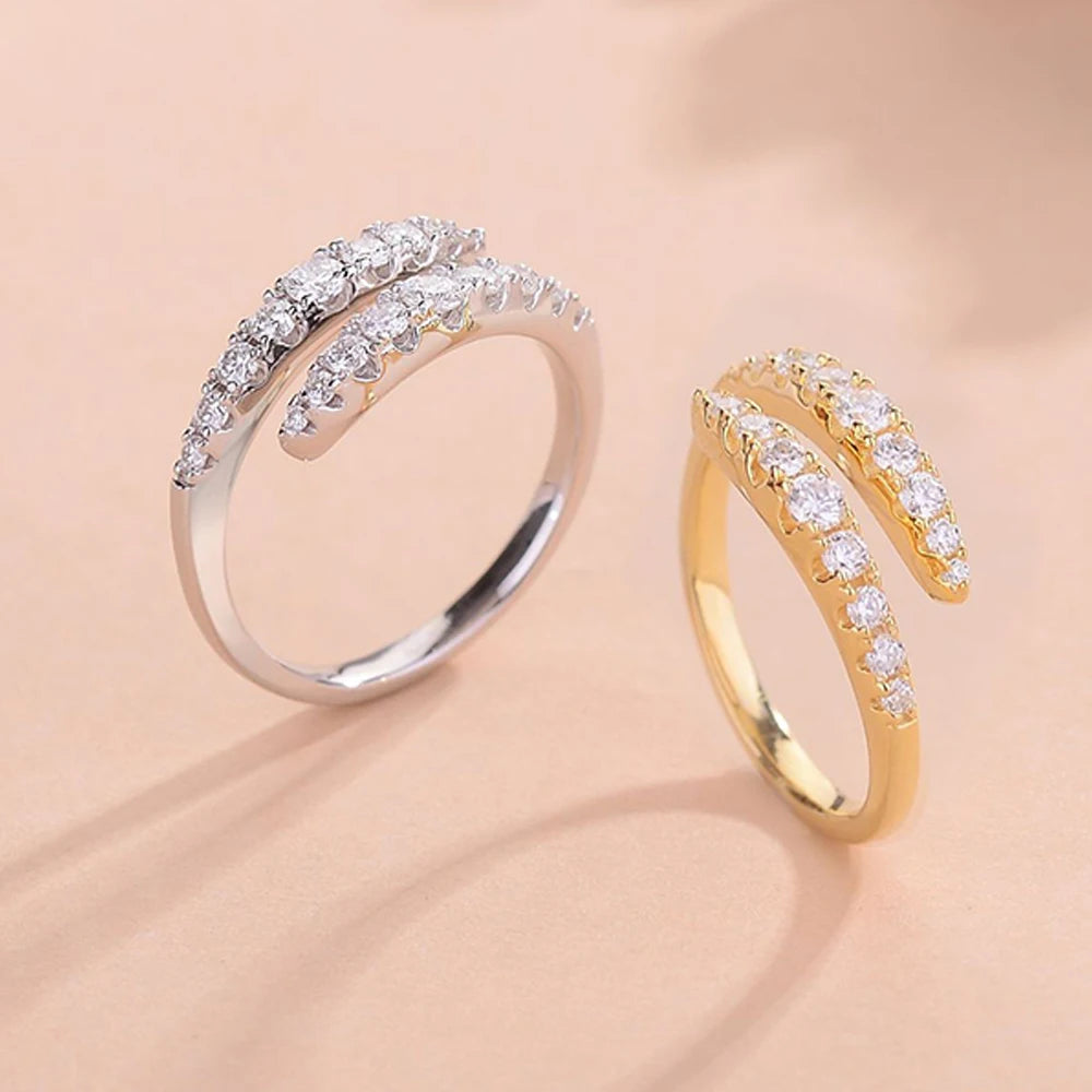 0.45ct D Color All Moissanite Rings For Women 100% S925 Sterling Silver Plated 18K