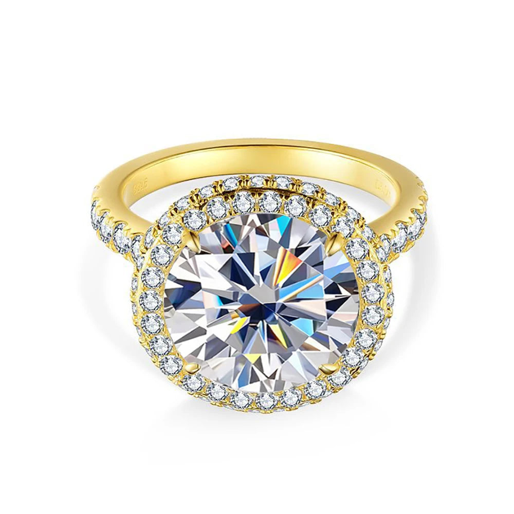 5ct D Color Big Moissanite Rings For Women Wedding Bridal S925 Sterling Silver Couples Ring Plated 18k