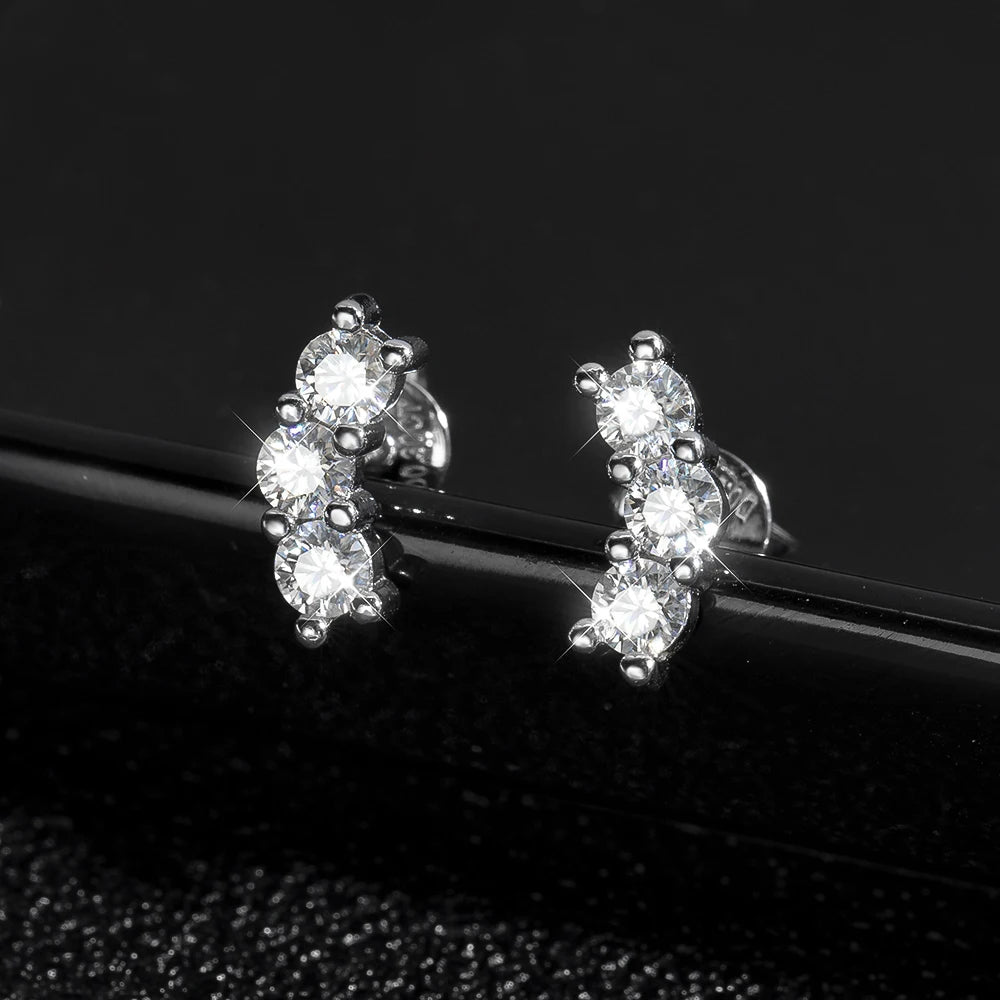 D VVS1 Moissanite Stud Earrings | S925 Silver 18K Plated