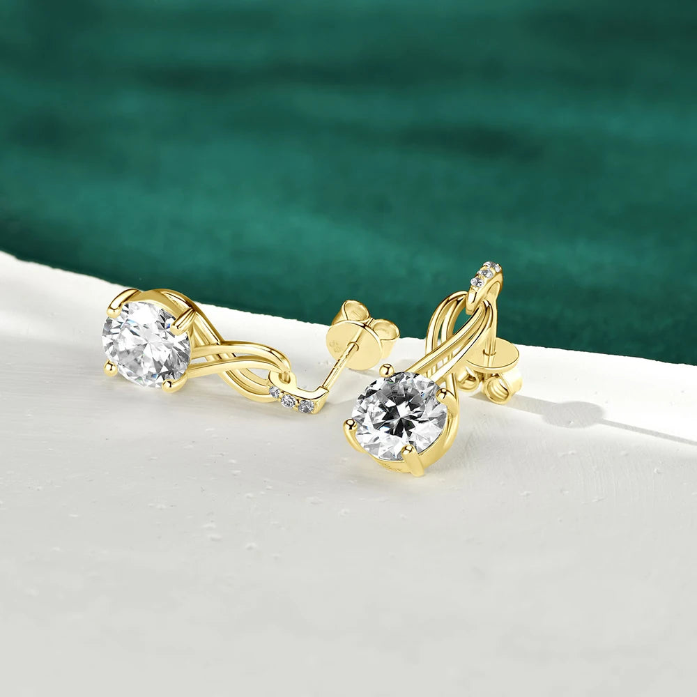 Drop Earrings for Women Sparkling Brilliant cut S925 Sterling Silver Plated 18k Wedding  Jewelry GRA 2cttw Moissanite