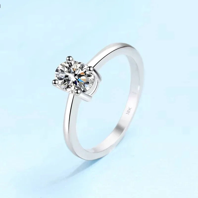 Valentine's Day Rings 18K White Gold Women Wedding Band 1CT Moissanite Diamond Girl Birthday Gift PT950 Platinum Fine Jewelry