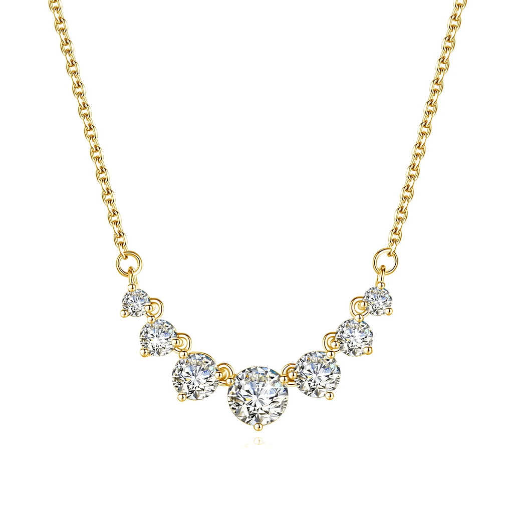 Moissanite Necklace For Women Solid 925 Sterling Silver 2.8ct 7 Stone