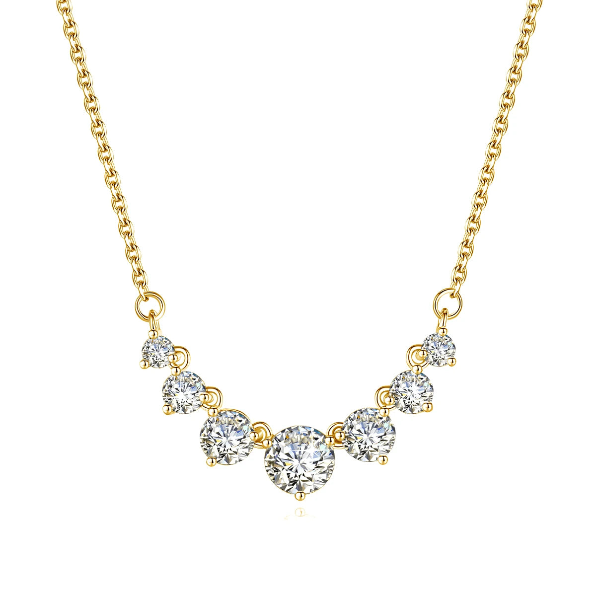 Moissanite Necklace For Women Solid 925 Sterling Silver 2.8ct 7 Stone