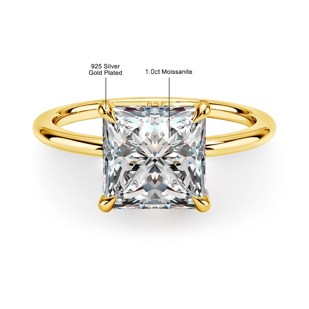 Moissanite D Color Ring For Women 925 Sterling Silver Gold Plated 1ct 2ct 3ct