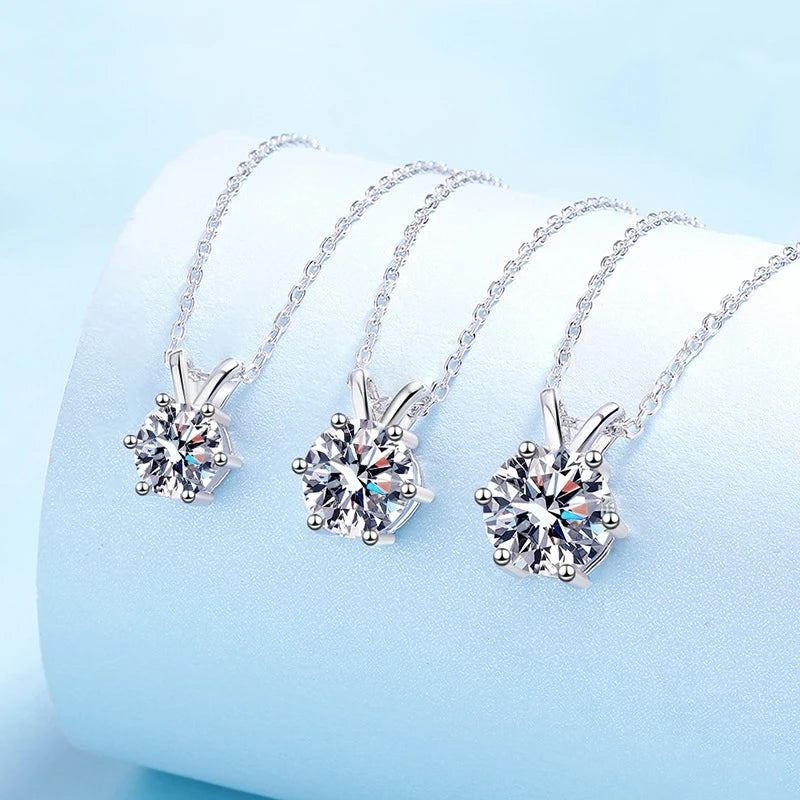 Girl Valentine's Day 18K White Gold Women Wedding Necklaces 1/2/3CT Moissanite Diamond Daughter PT950 Platinum Birthday Gift