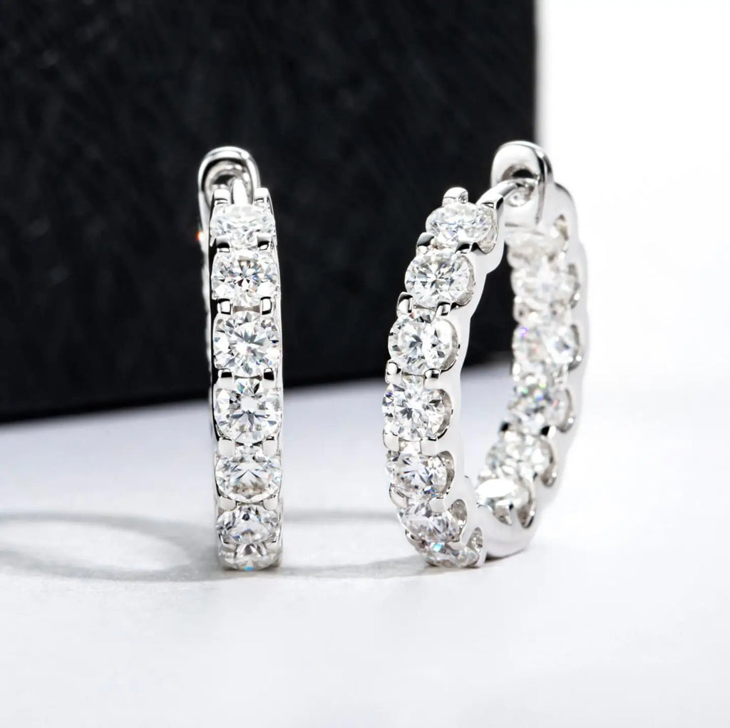 Hoops 3mm Full Moissanite Earrings Original Certified 925 Silver Plated 18K Gold Diamond Hoop Earring  for Women Wedding Jewelry