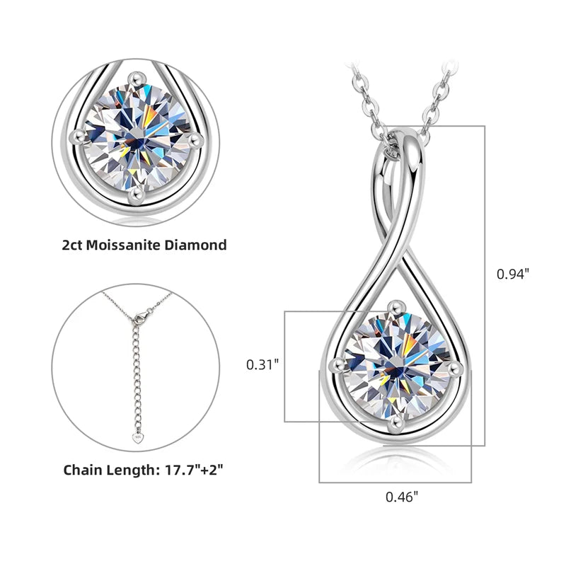 2.0 carat Infinity Pendant Moissanite Necklace