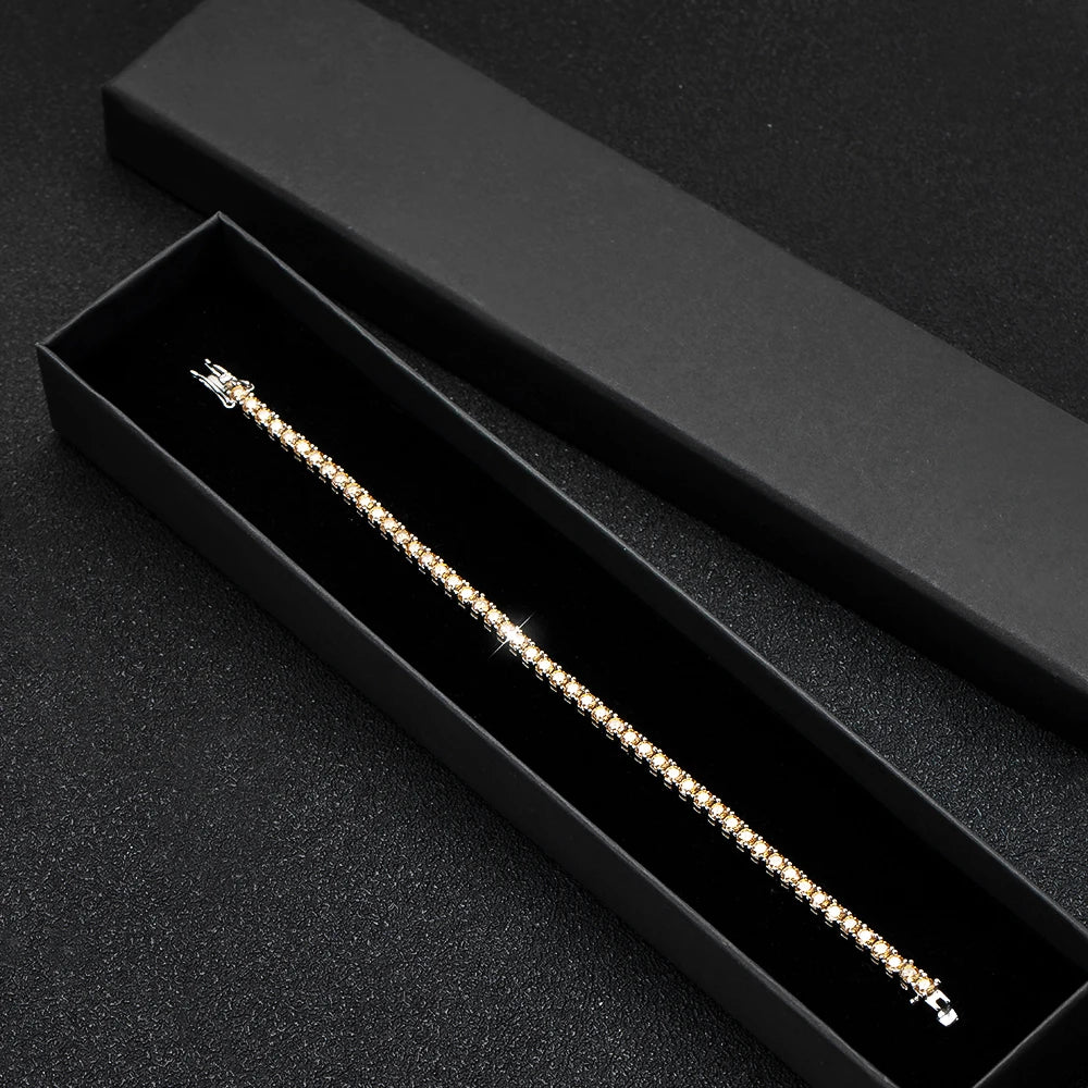 Real Moissanite Tennis Bracelet Sparkling Full Diamond 3mm