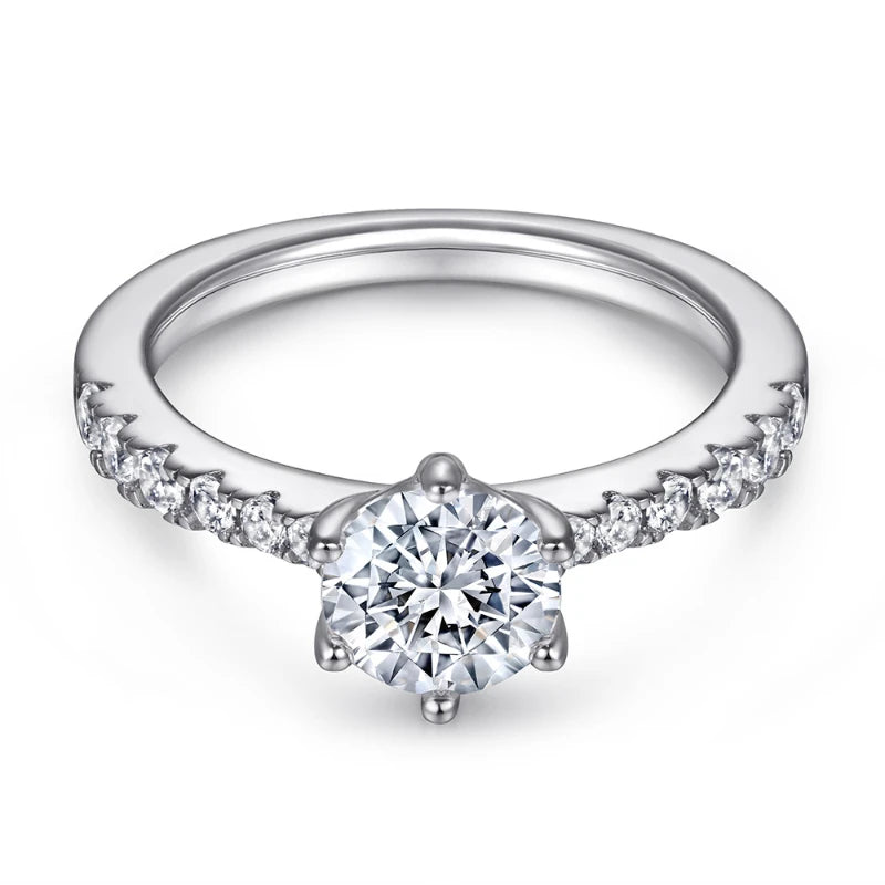 Moissanite S925 Sterling Silver Ring 1 Carat Woman Engagement Wedding Gift