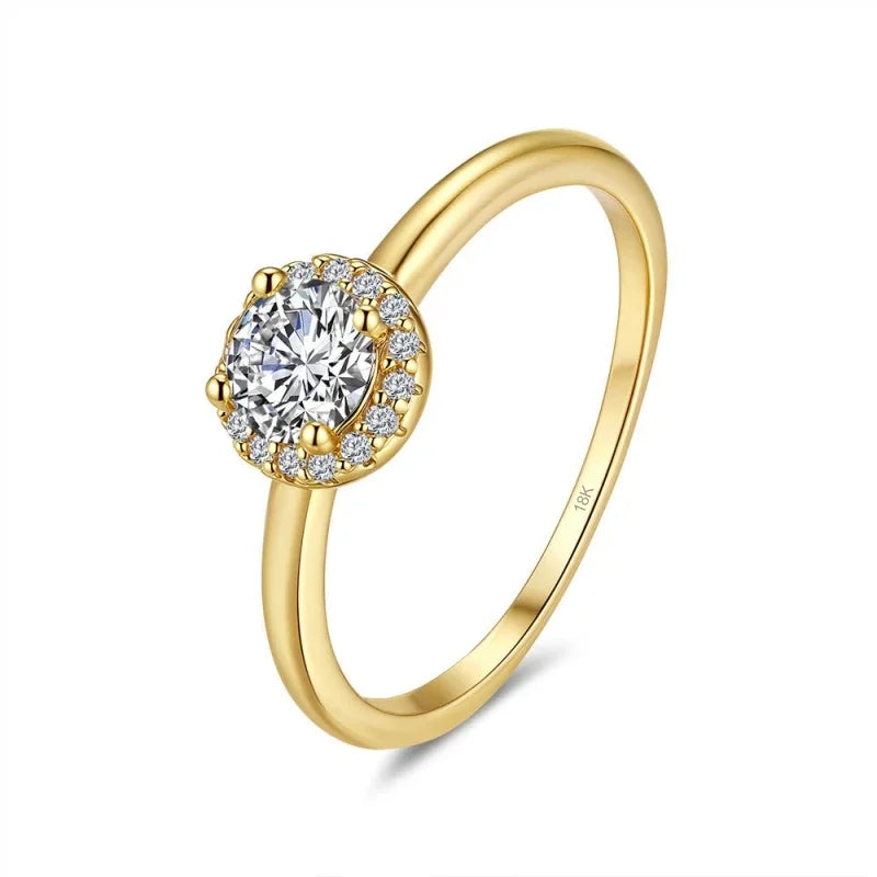 Girl Birthday Gift 18K Gold Valentine's Day Rings 0.5CT Moissanite Diamond Women Wedding Band Lover Engagement Lady Fine Jewelry