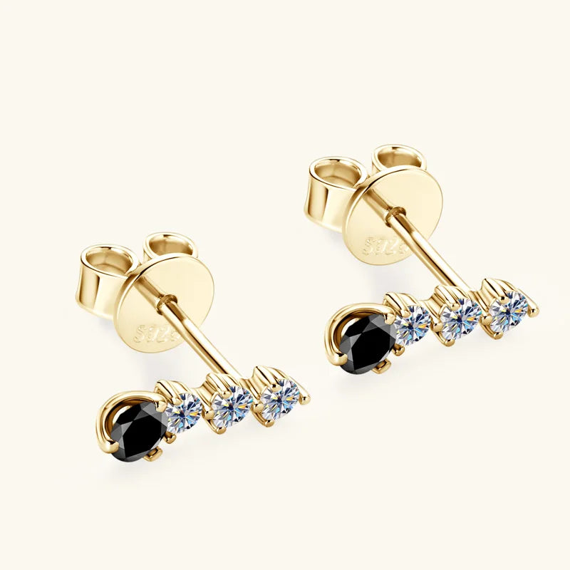 Black Moissanite Drop Earrings 925 Sterling Silver Dangle Earring