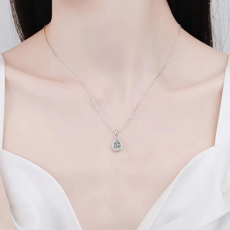 1ct Pear Moissanite Pendant Necklace