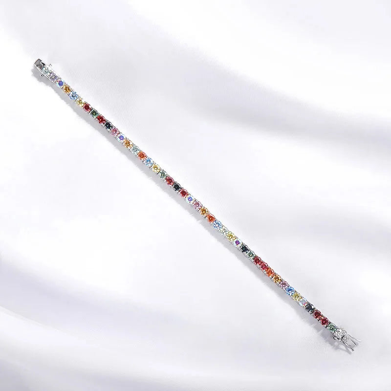 Moissanite Tennis Bracelets for Women Full Diamond  925 Sterling Silver Plated 18k Gold 3-6.5mm Colorful GRA Certified