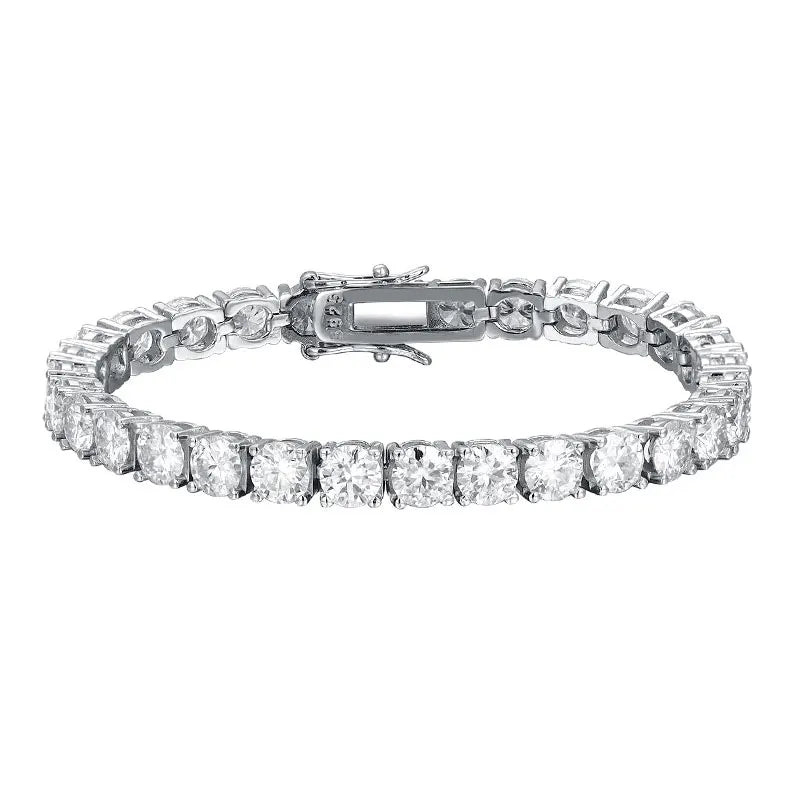 Moissanite 2mm Tennis Bracelet 925 Sterling Silver Plated White Gold Bracelet for Women Man Sparkling Party Jewelry