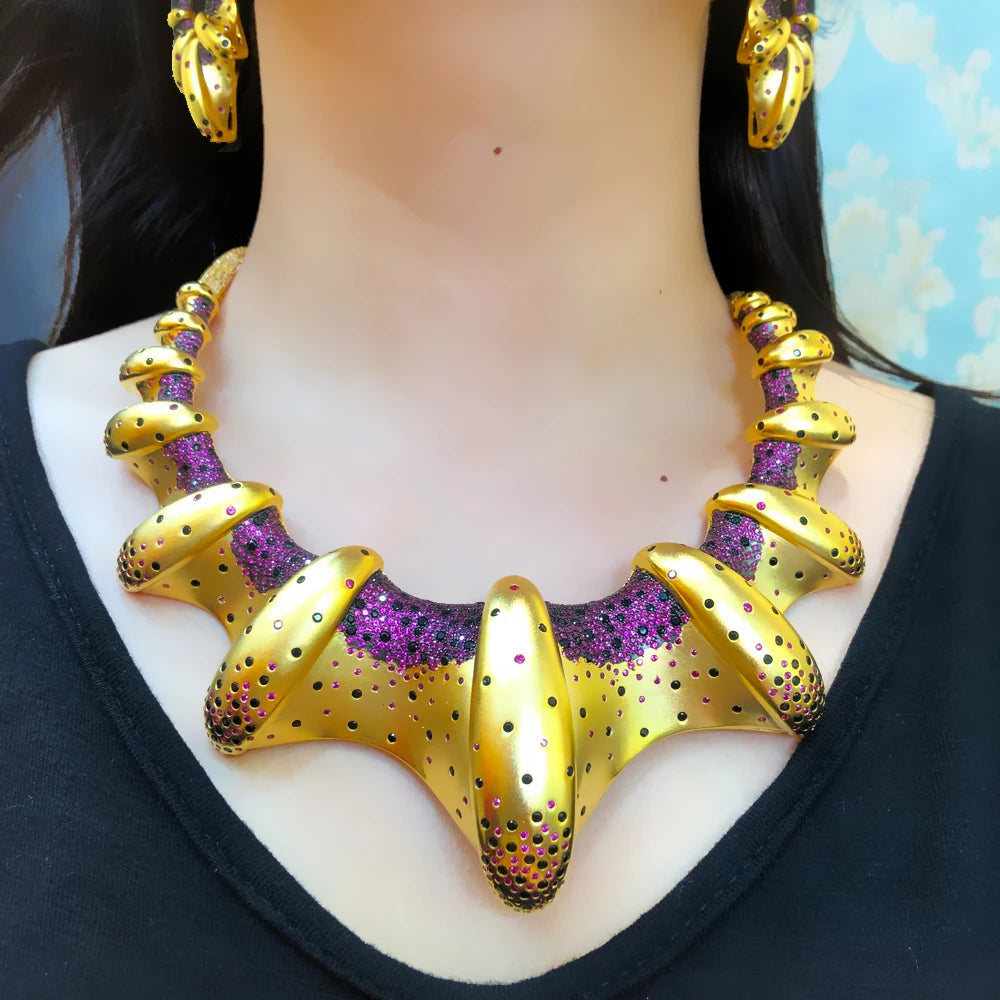 DUBAI 4pcs Bridal Necklace Earring Bangle Bridal Jewelry Sets
