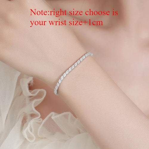 18K Plated All Moissanite Tennis Bracelet for Women Lab Created Diamond Chain 925 Sterling Silver Jewelry GRA