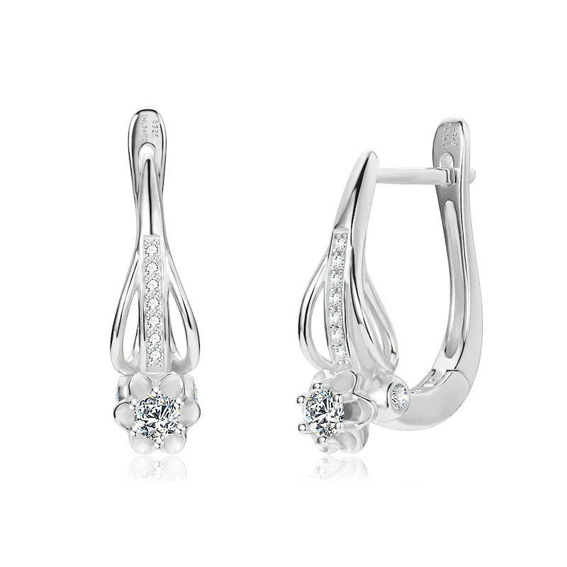 Brilliant 3mm Infinity Moissanite Earring 925 Sterling Silver Hoop Earrings