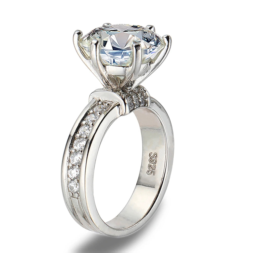Moissanite Rings Women Gift 100% S925 Sterling Silver Plated 18K 3ct 5ct D Color