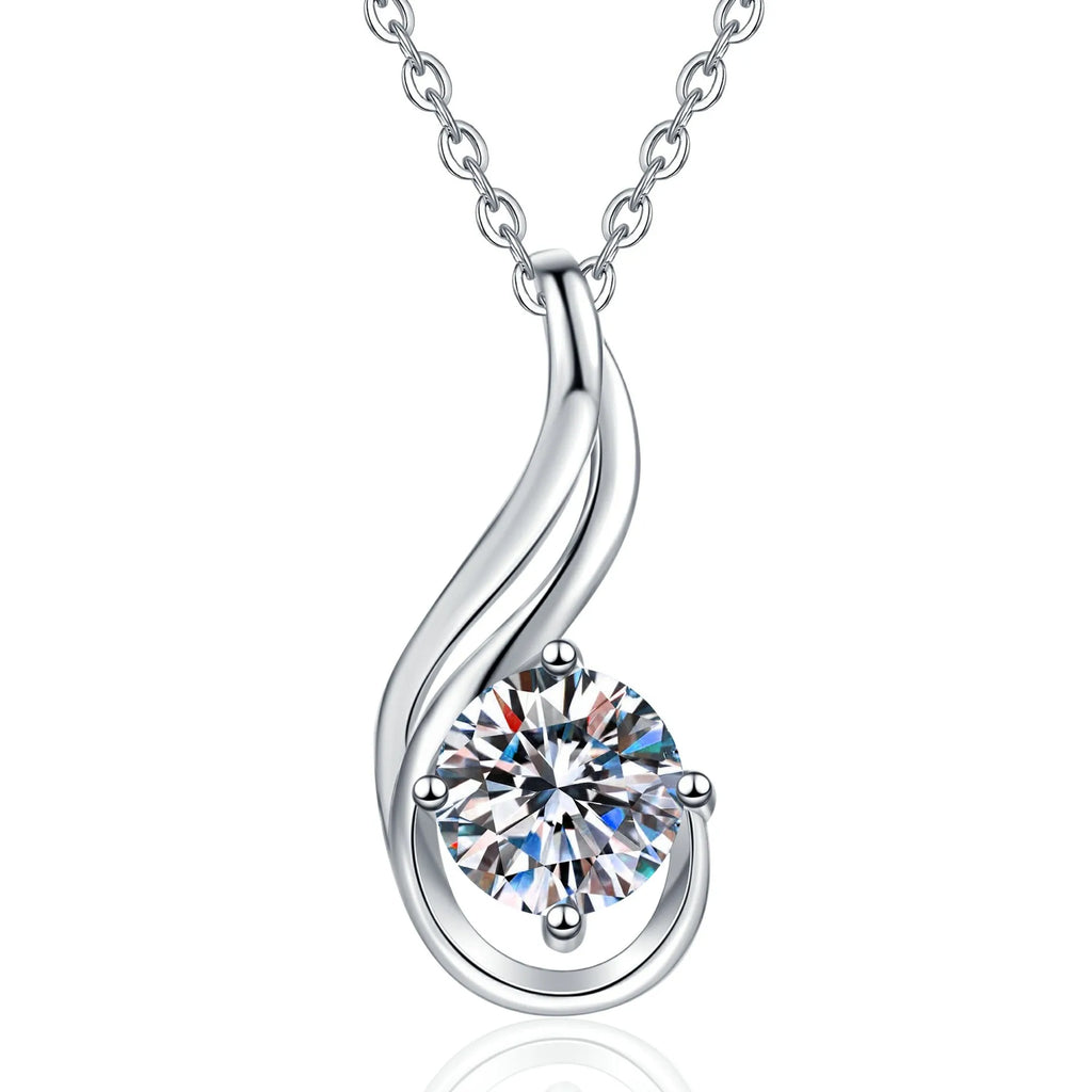 Infinity Note Necklace PT950 1Ct Japanese-Korean Minimalist Water Drop Pendant Hypoallergenic Platinum Jewelry Gift