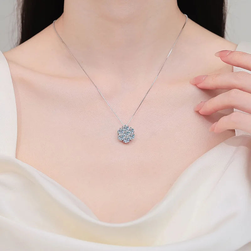 Women Wedding 18K White Gold Engagement Necklaces 0.7/2.1CT Moissanite Diamond Birthday Gift PT950 Girl Friend Valentine's Day