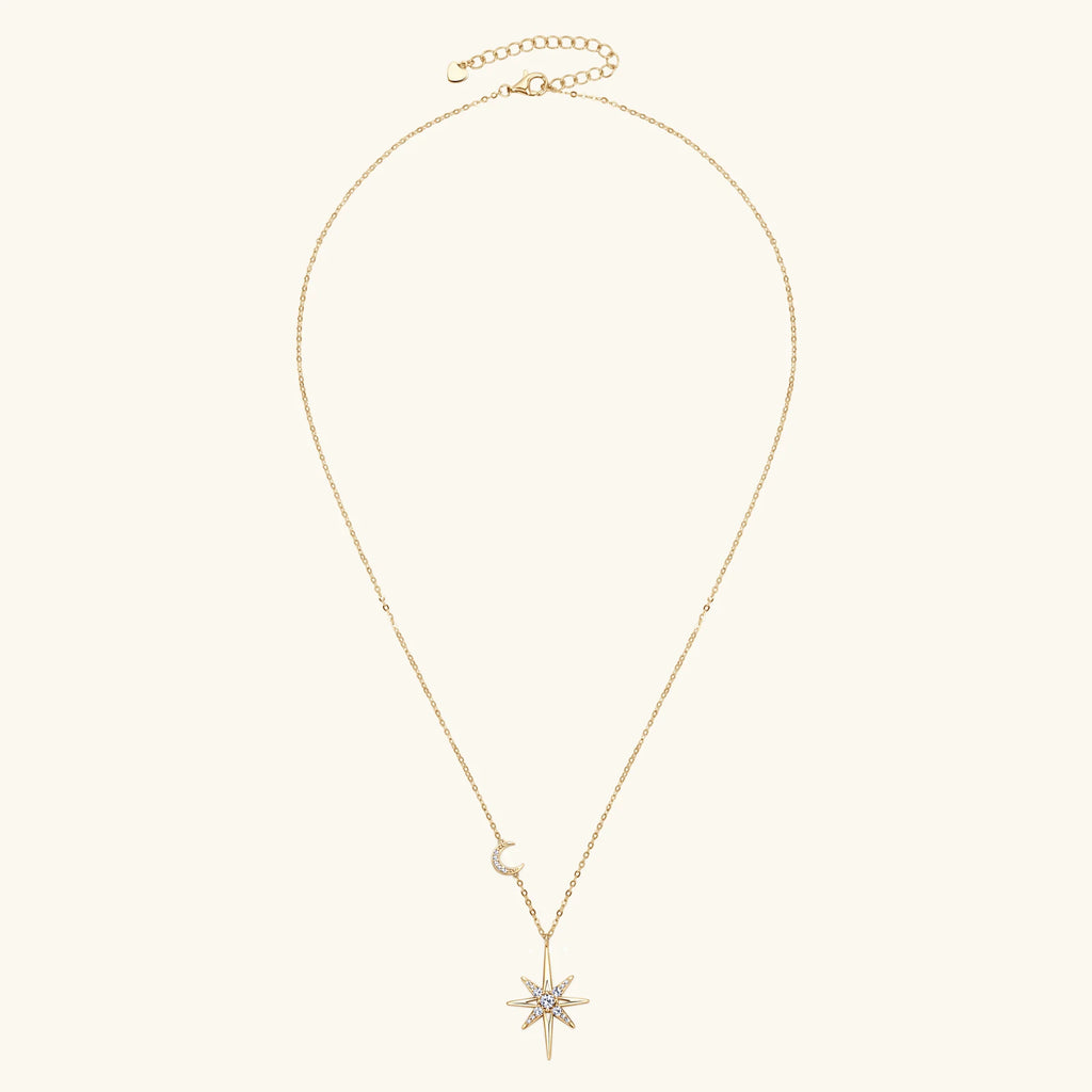 100% 925 Silver Full Moissanite Necklace for Women 18K Gold Plated Star&Moon Pendant Necklace Choker Chain Fine Jewelry Gifts