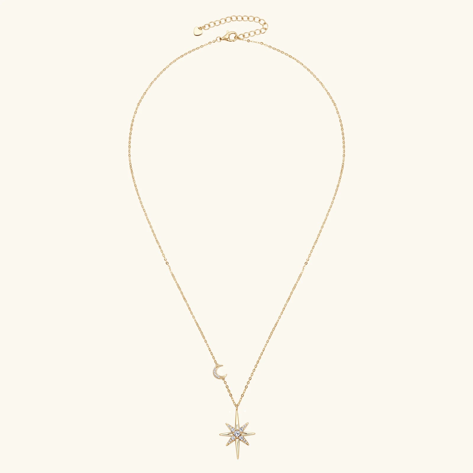 100% 925 Silver Full Moissanite Necklace for Women 18K Gold Plated Star&Moon Pendant Necklace Choker Chain Fine Jewelry Gifts