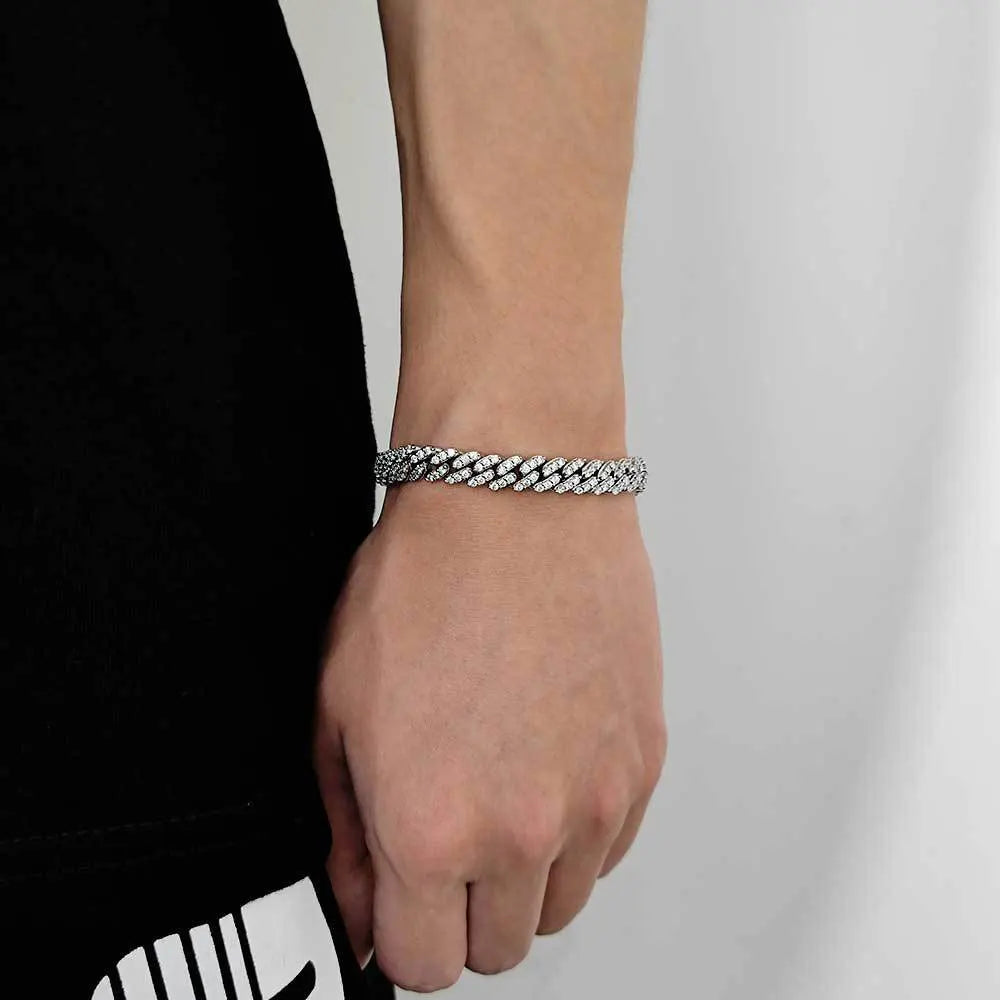 Moissanite Cuban Bracelet Original s925 Sterling Silver Plated 18k White Gold D VVS1