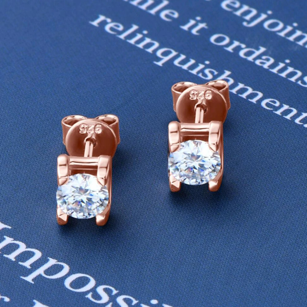 Rose Gold 5mm Moissanite Stud Earrings 100% 925 Silver Classic Bull Head Diamond Earring for Women Men Plated 18k Gold Jewelry