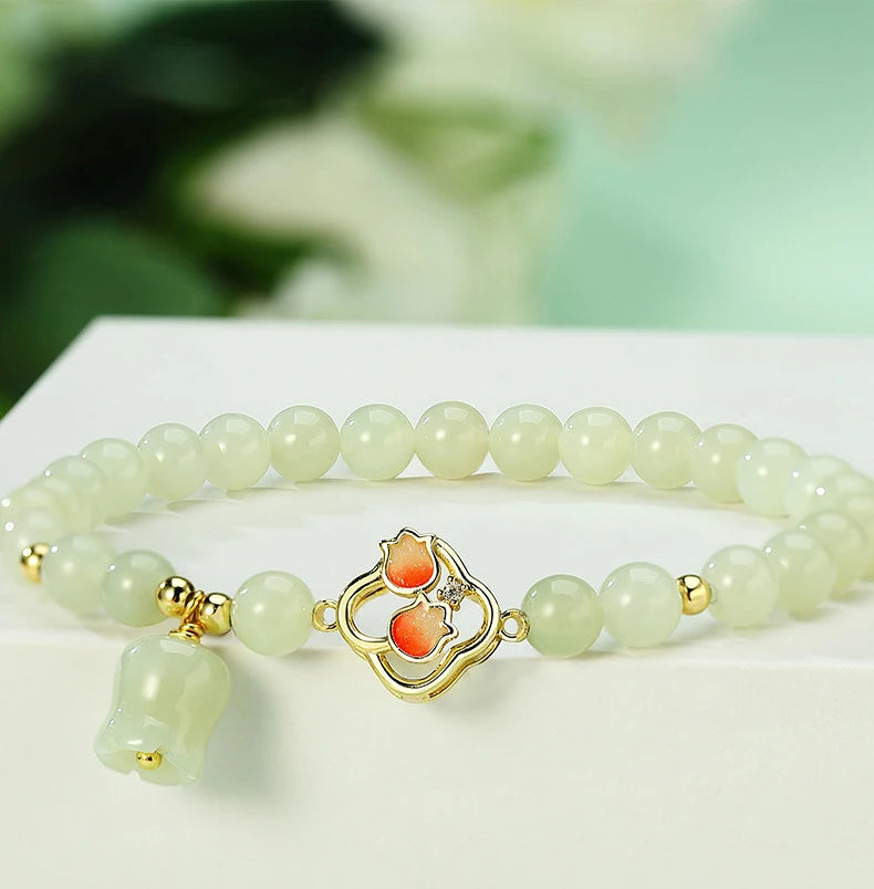 Pearl Natural Green Crystal Bracelet Good Luck Gift Women's