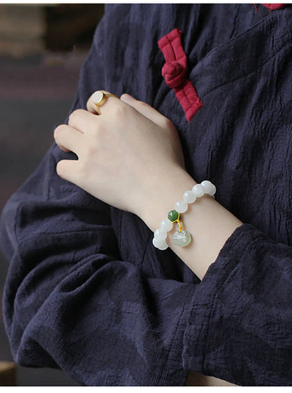 Hand String For Women Elegant Hetian White Jade Buddha Beads