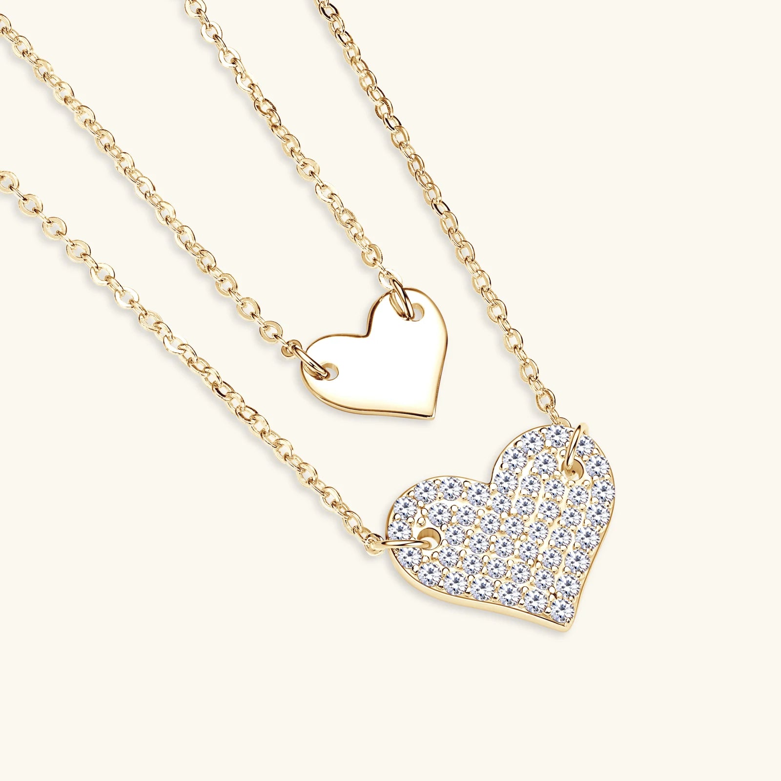 Full Moissanite Heart Pendant Necklace Original 925 Sterling Sliver Double Layered Clavicle Chain For Women Plated 18k Jewellry