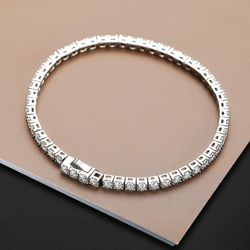 18k Plated 3-6.5mm Real Moissanite Tennis Bracelet for Women Spring Clasp S925 Sterling Silver Jewelry Men's Bracelet