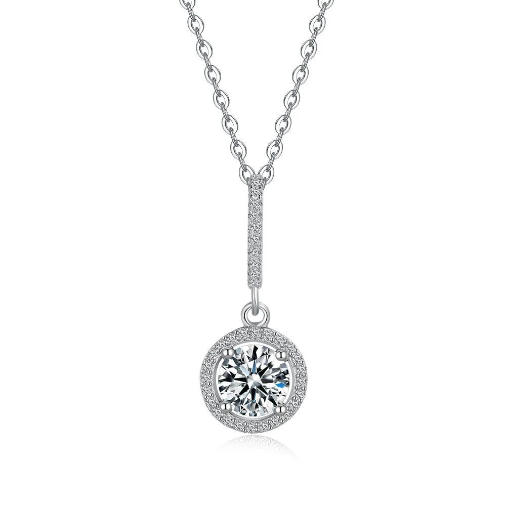 18k White Gold 1ct Moissanite Necklace for Women Classic Snowflake Platinum Pt950 Pendant Collarbone Chain Fine Jewelry