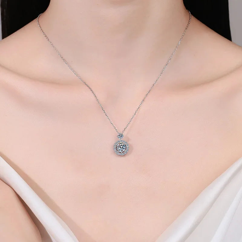 Girl Valentine's Day PT950 Platinum Necklaces Women Wedding 1.3CT Moissanite Diamond Pendant Daughter Birthday Gift Fine Jewelry