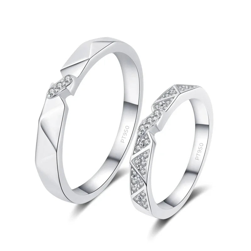 Engagement PT950 Platinum Women Men Couple Rings Valentine's Day Unisex 0.48CT Moissanite Diamond Lovers Wedding Band Girlfriend