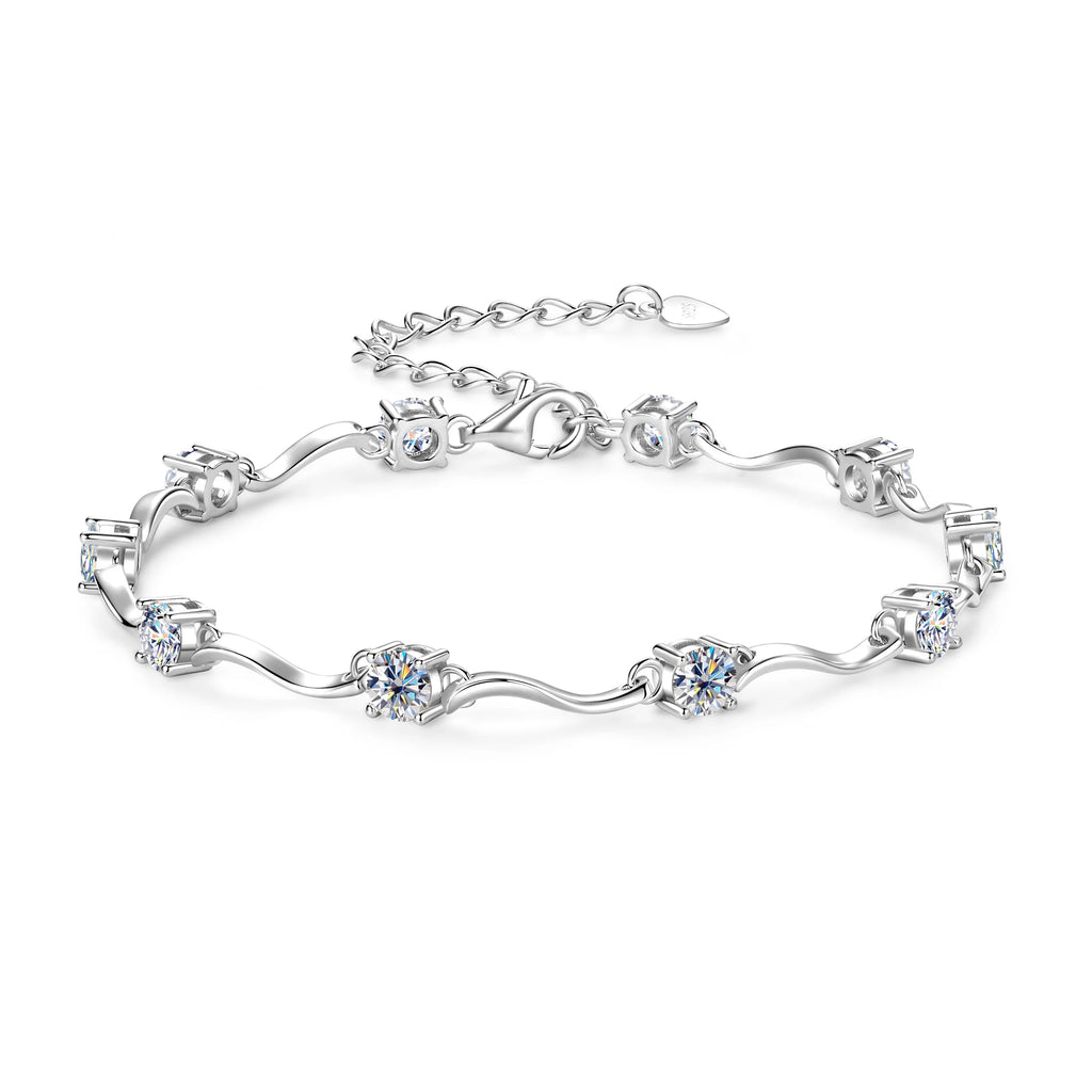 18K Plated 4mm Full Moissanite Bracelets for Women GRA Certified 3CT Lab Diamond Bracelet 100% Real Silver Chain 925