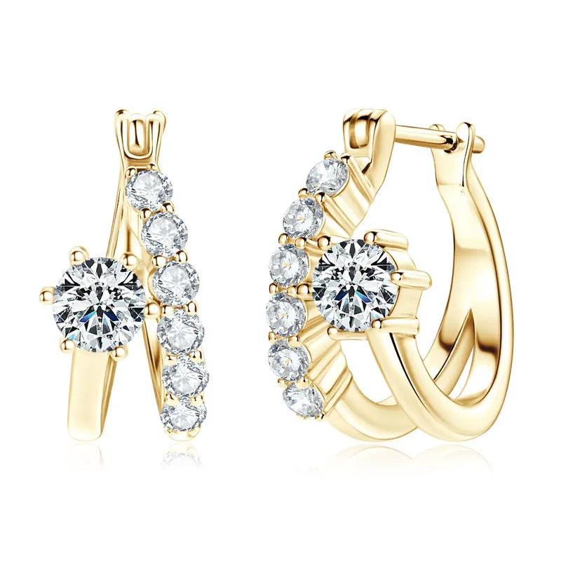 Moissanite Earring Original 925 Sterling Silver Hoop Earrings